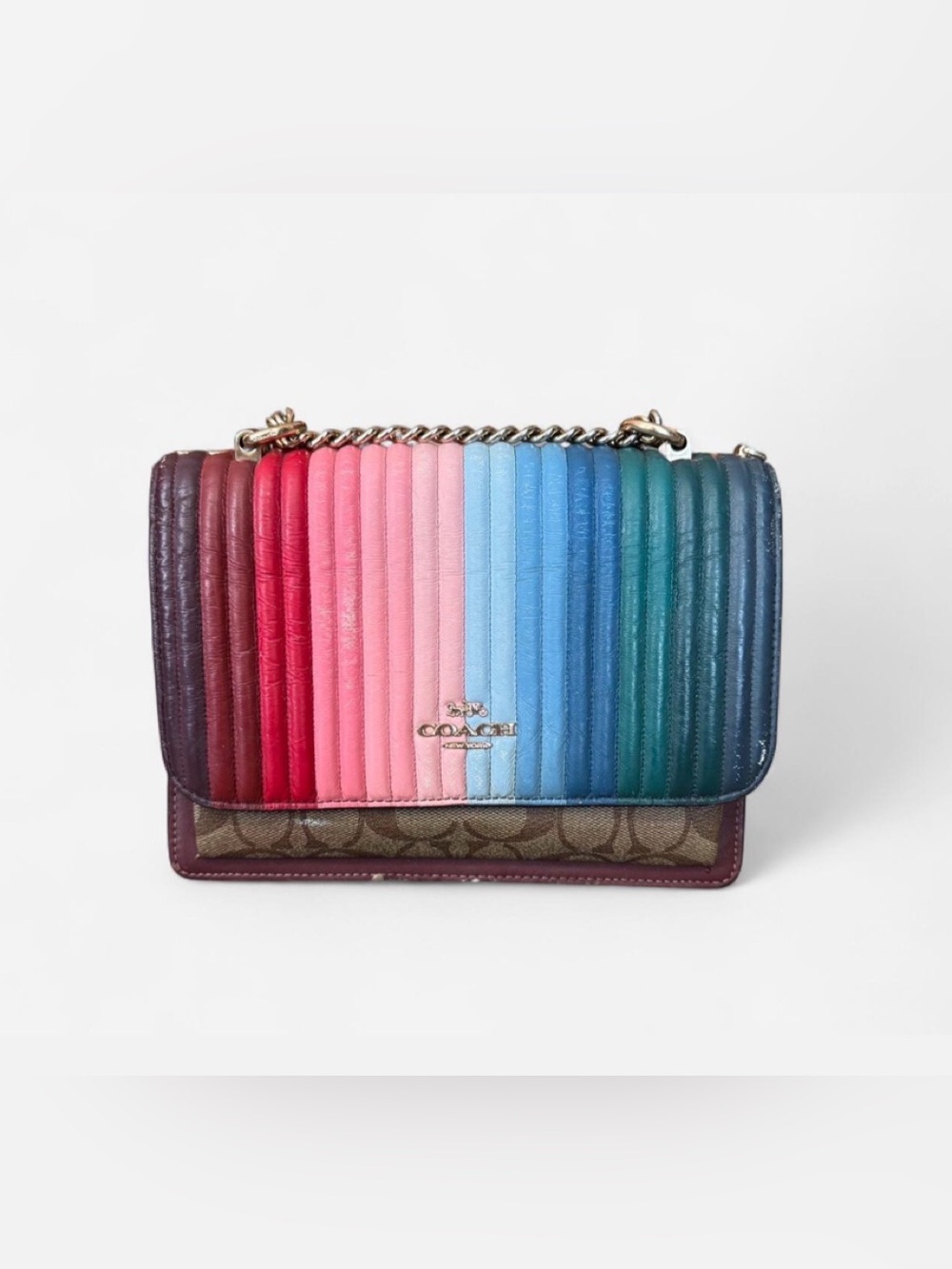 Coach Klare Limited Edition Rainbow Quilted Leather Crossbody / Clutch